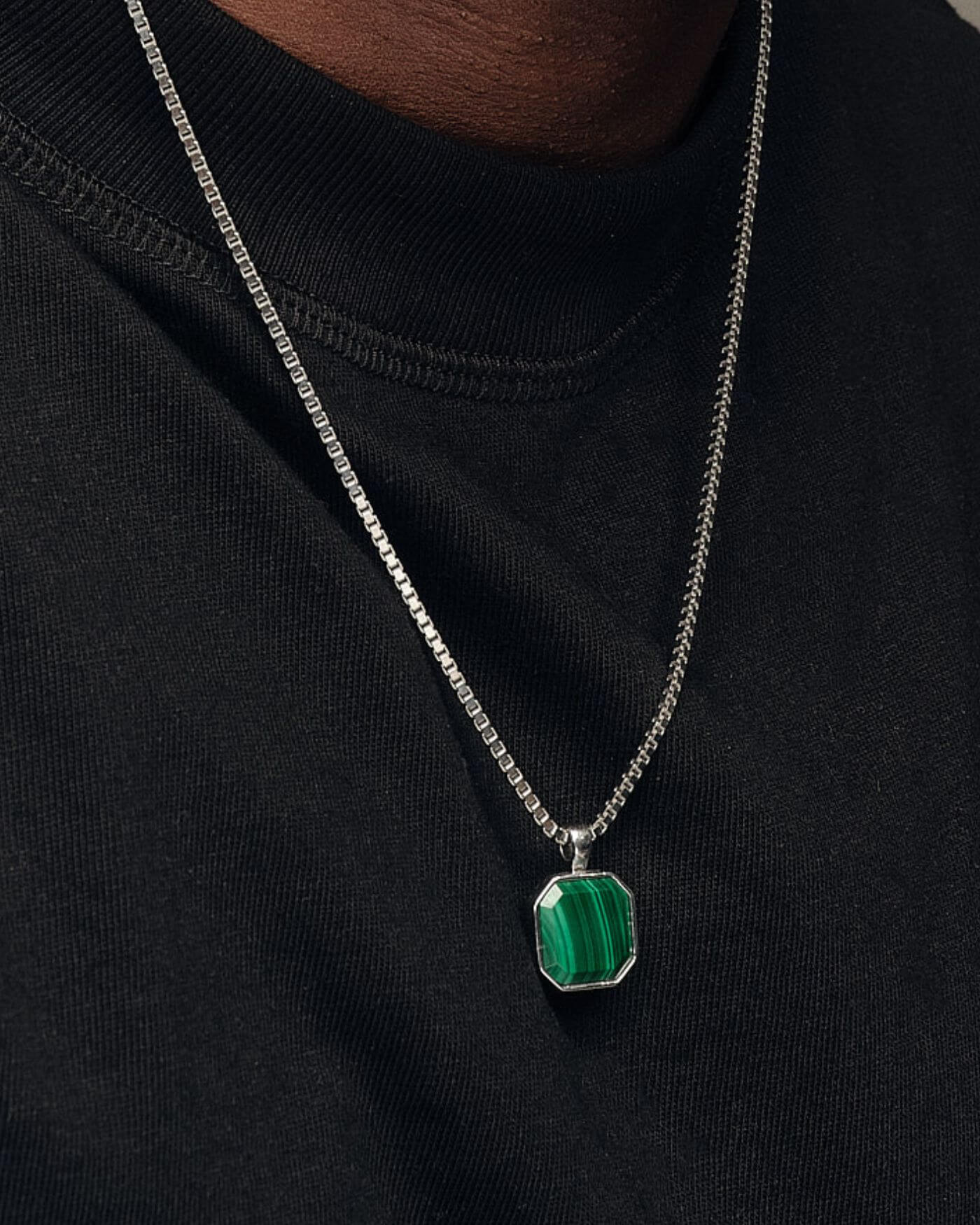 Classic Halskette - Malachite - Silber - Für Ihn