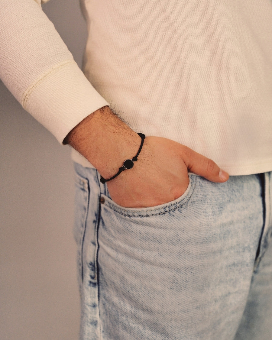 Lightness Stoffarmband - Onyx - Silber - Für Ihn