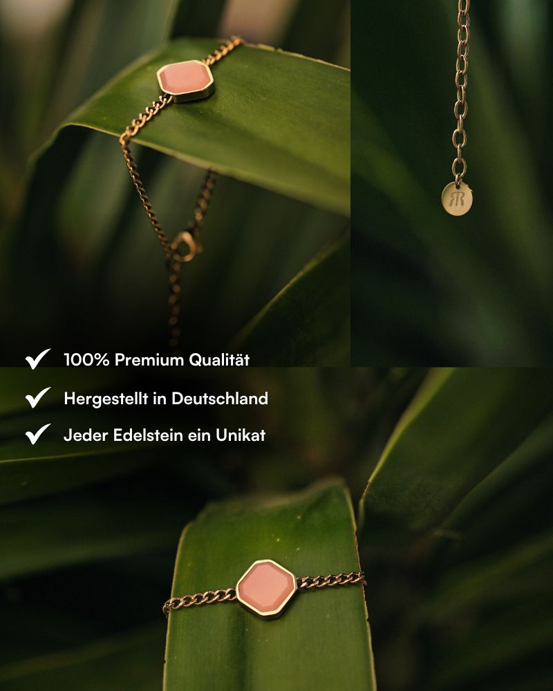 Classic Armband - Pink Jasper - Gold - Für Sie