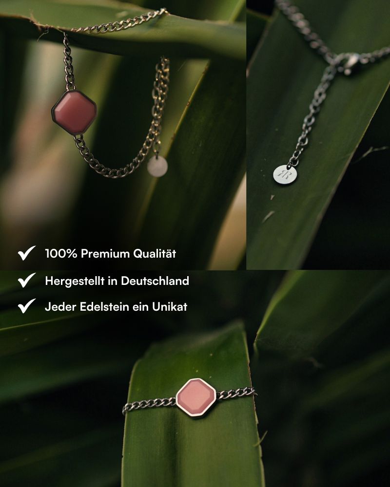 Classic Armband - Pink Jasper - Silber - Für Sie