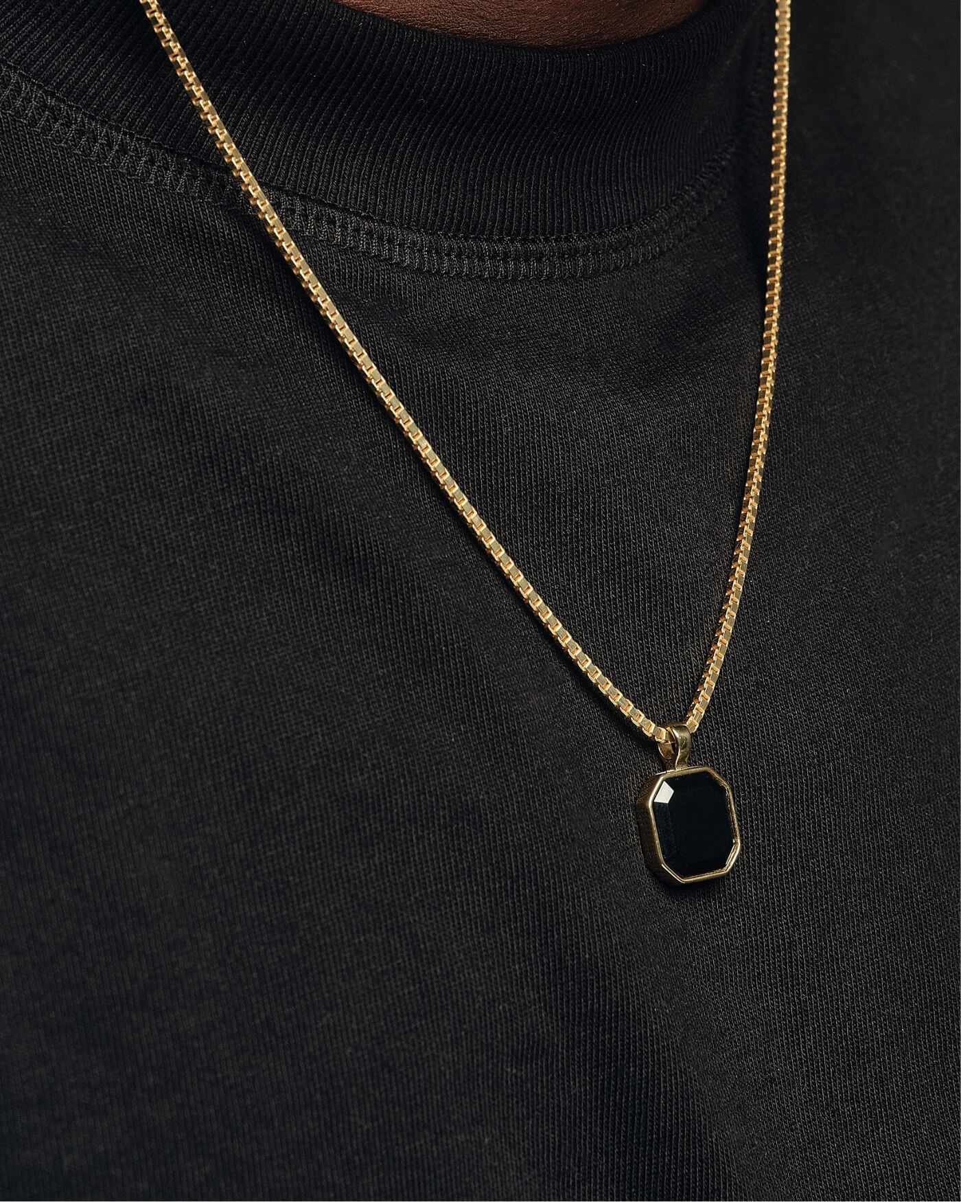 Classic Halskette - Onyx - Gold - Für Ihn