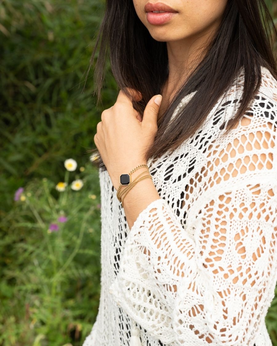 Classic Armband - Onyx - Gold - Für Sie
