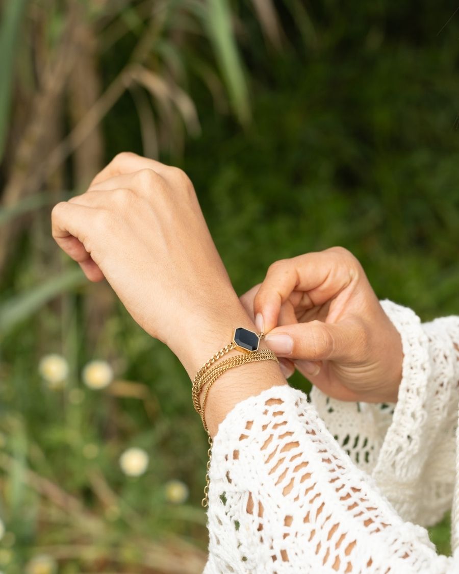 Classic Armband - Onyx - Gold - Für Sie