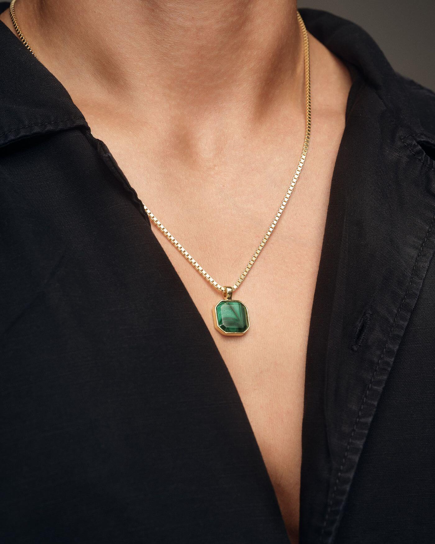 Classic Halskette - Malachite - Gold - Für Ihn