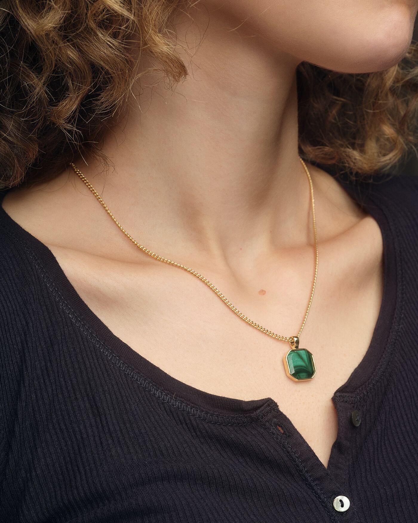 Classic Halskette - Malachite - Gold - Für Sie