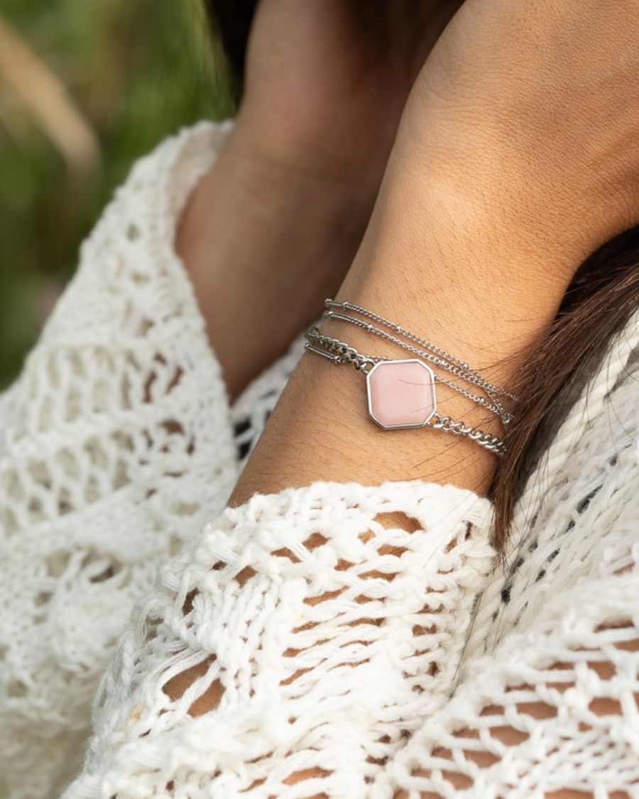Classic Armband - Pink Jasper - Silber - Für Sie