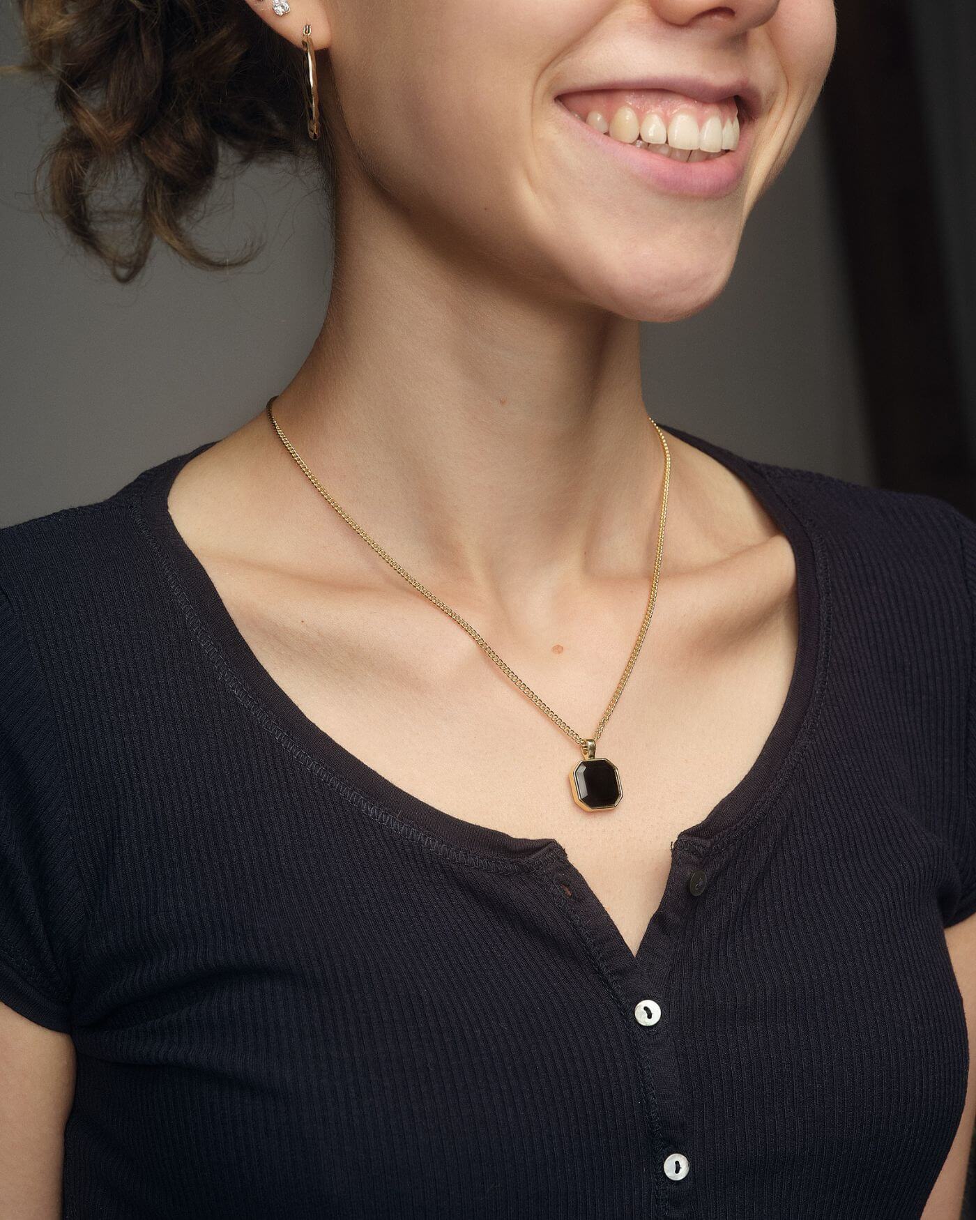 Classic Halskette - Onyx - Gold - Für Sie