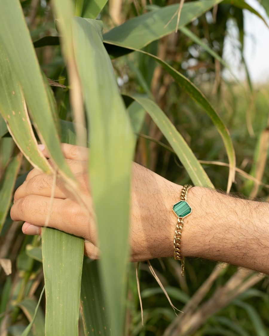 Classic Armband - Malachite - Gold - Für Ihn