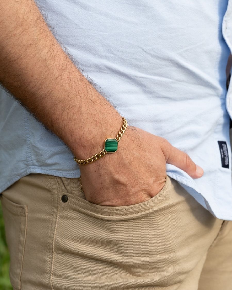 Classic Armband - Malachite - Gold - Für Ihn