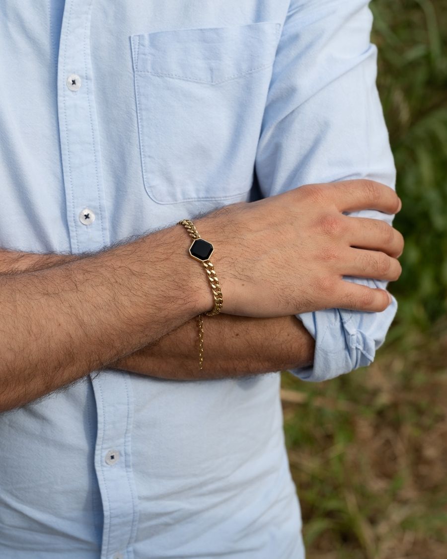 Classic Armband - Onyx - Gold - Für Ihn
