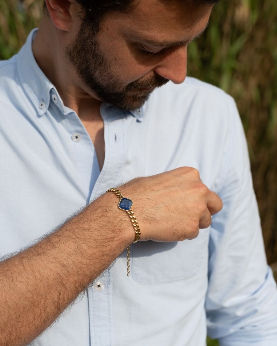 Classic Armband - Lapislazuli - Gold - Für Ihn