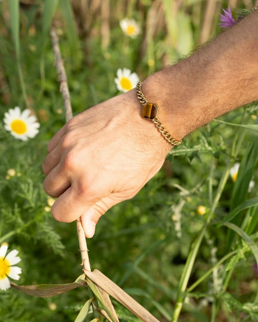 Classic Armband - Tigerauge - Gold - Für Ihn