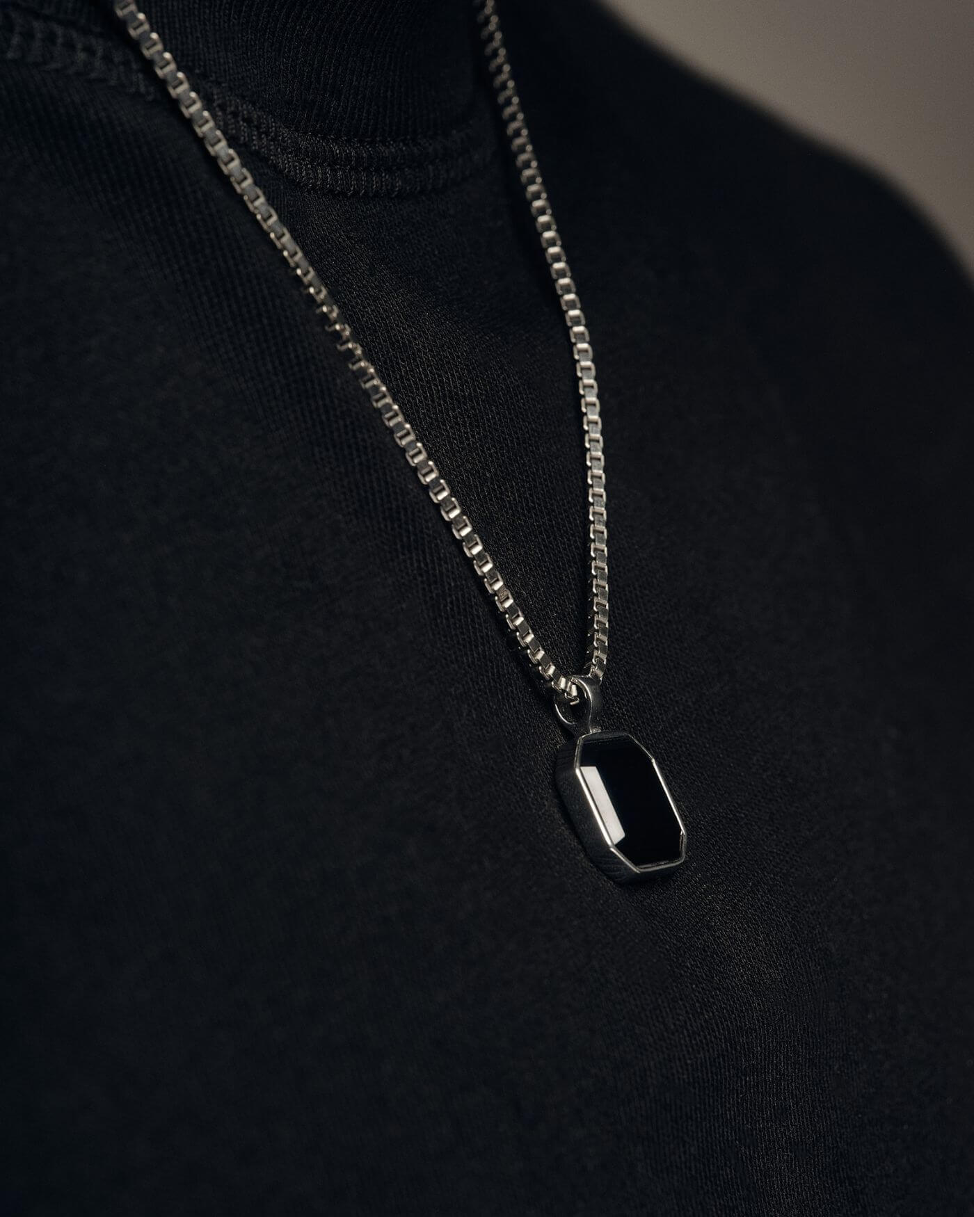 Classic Halskette - Onyx - Silber - Für Ihn