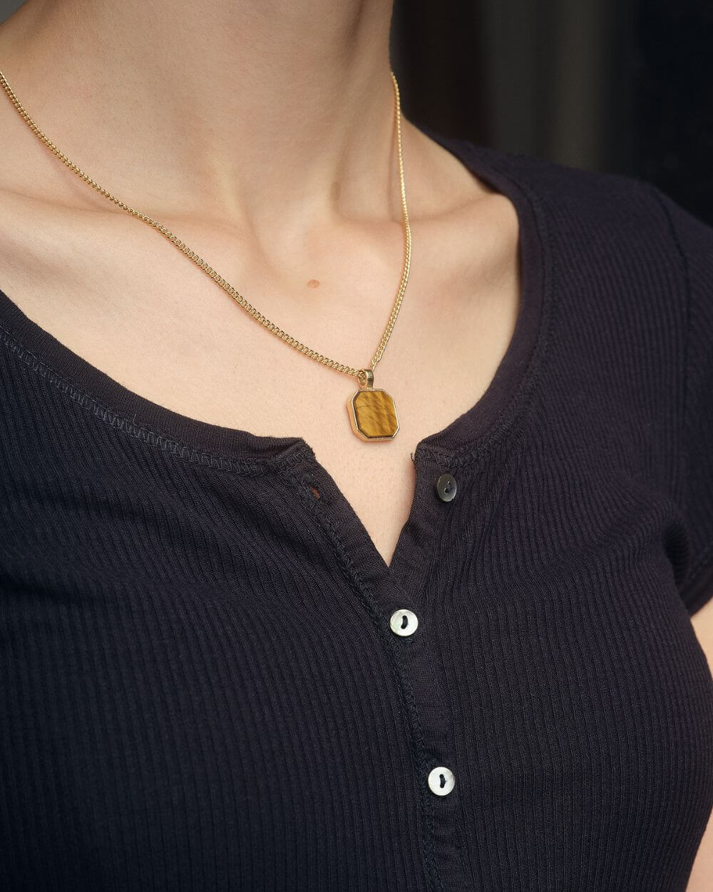 Classic Halskette - Tigerauge - Gold - Für Sie