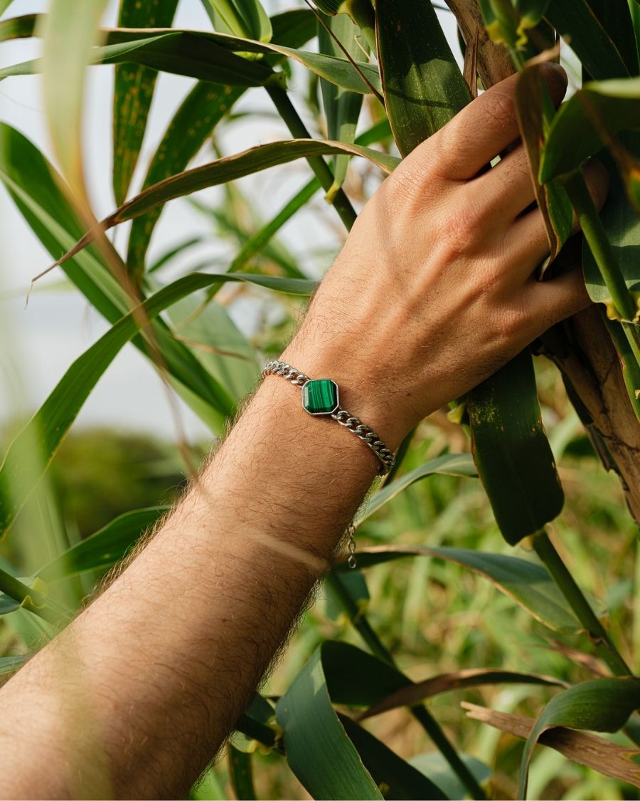 Classic Armband - Malachite - Silber - Für Ihn
