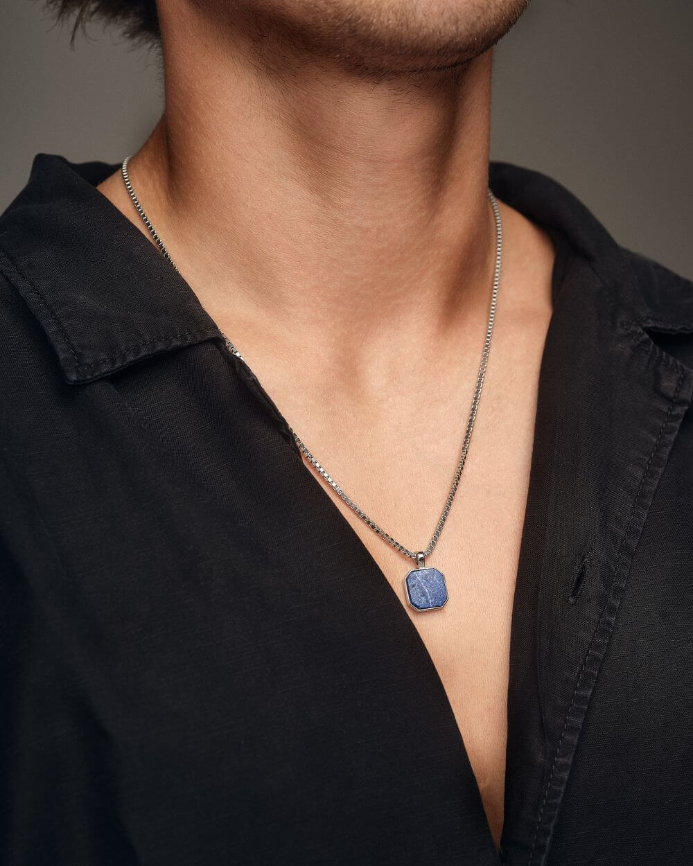 Classic Halskette - Lapislazuli - Silber - Für Ihn