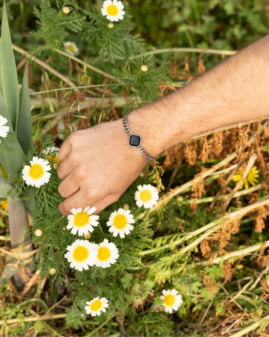 Classic Armband - Onyx - Silber - Für Ihn