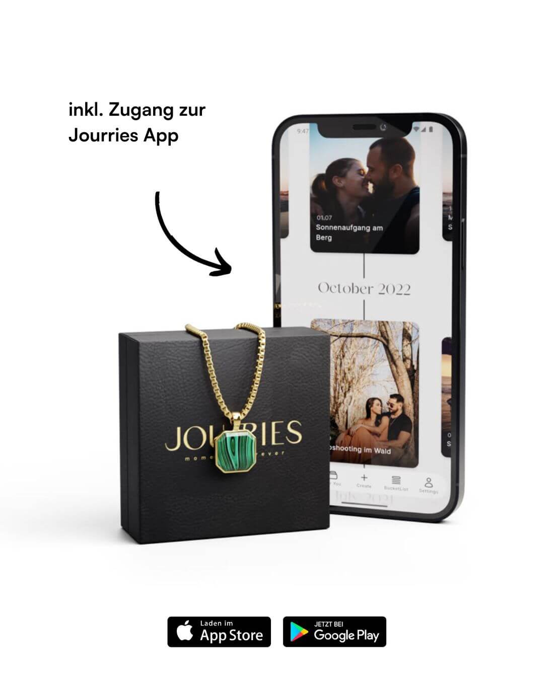 Classic Halskette - Malachite - Gold - Für Ihn